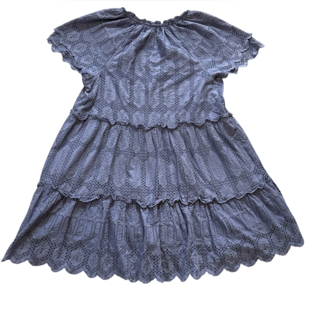 Cleobella Alma Embroidered Pointelle Mini Dress in a Blue/Purple Size Large - Picture 8 of 11
